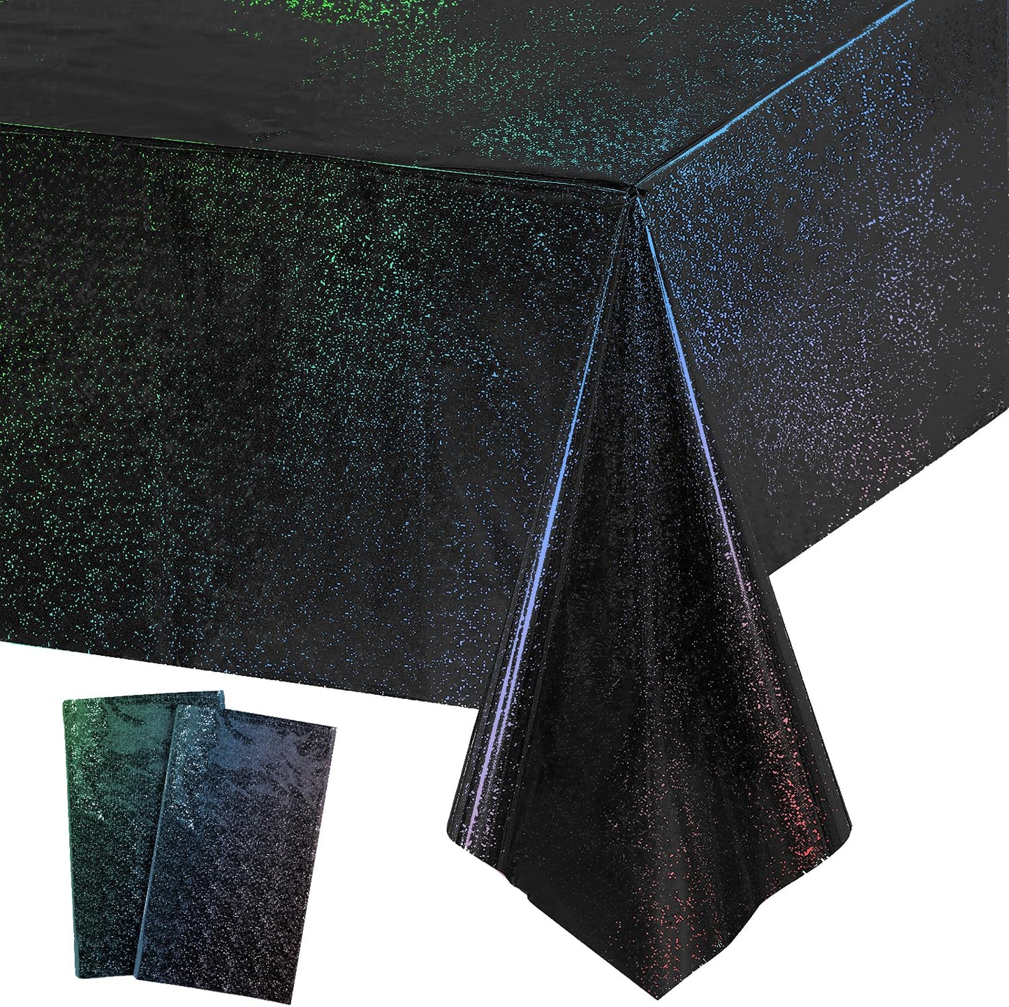 GREATRIL Black Party Disposable Rectangle Table Cloth Decor - 54'' x 108'' - 2 Packs Waterproof Plastic Tablecloth for Death to My 20s/Stranger/Birthdays/Halloween/Anniversary Tablecover