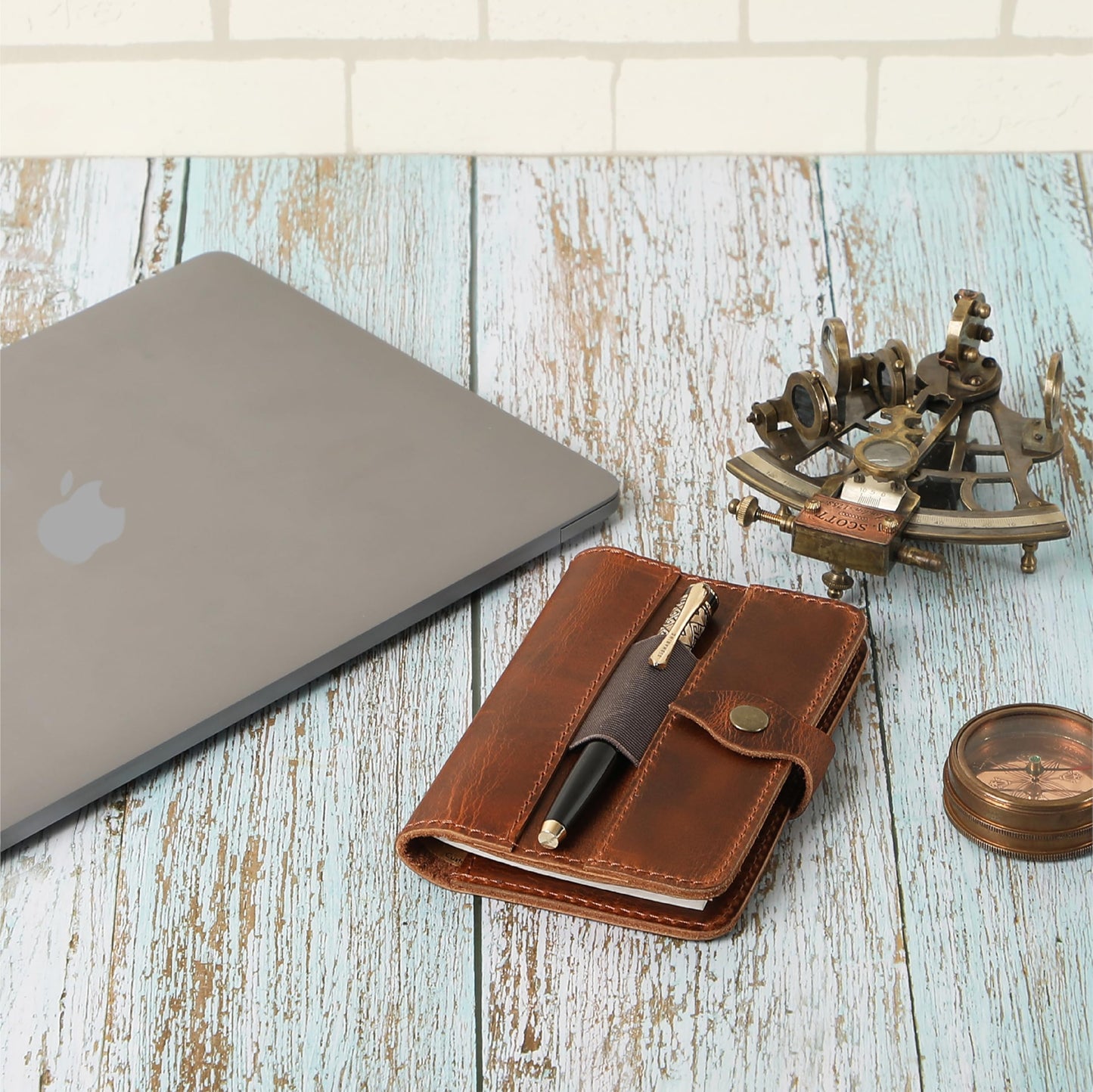 TheAntiq Genuine Leather Refillable Field Notes Cover 3.5 x 5.5 | Handmade Distressed Pocket Journal & Travel Diary Cover with Card Slots, Pen Loop & Passport Pocket Planner Case