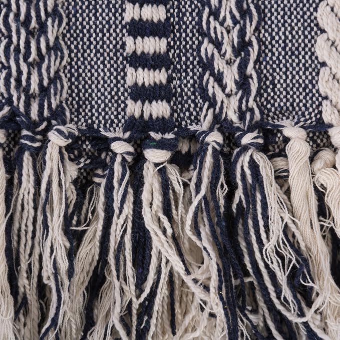 DII Braided Striped Decorative Throw Blanket, 50x60, Navy