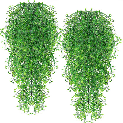 RECUTMS 4Pcs Artificial Hanging Plants Faux Hanging Greenery Ivy Decor Artificial Hanging Vines Plastic Plants for Indoor Outdoor Wall Home Garden Wedding Party Decor(Green 4P)