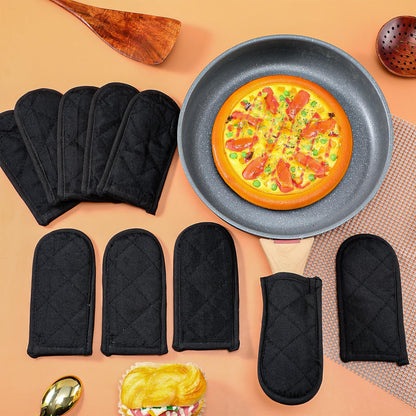 Dandat 24 Set Hot Handle Covers for Daily Replace Use Gift Pan Handle Sleeve Covers Heat Resistant Cast Iron Holder Sleeve Washable Handgrip Mitts for Christmas Kitchen Gifts Craft (Black)