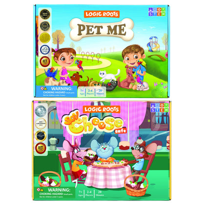 Logic Roots Multiplication and Division Game - Fun Math Board Game, Easy Start STEM Toy, Educational Gift for Kids (Girls & Boys), Homeschoolers, Grade 1 and Up (Pet Me + Say Cheese)