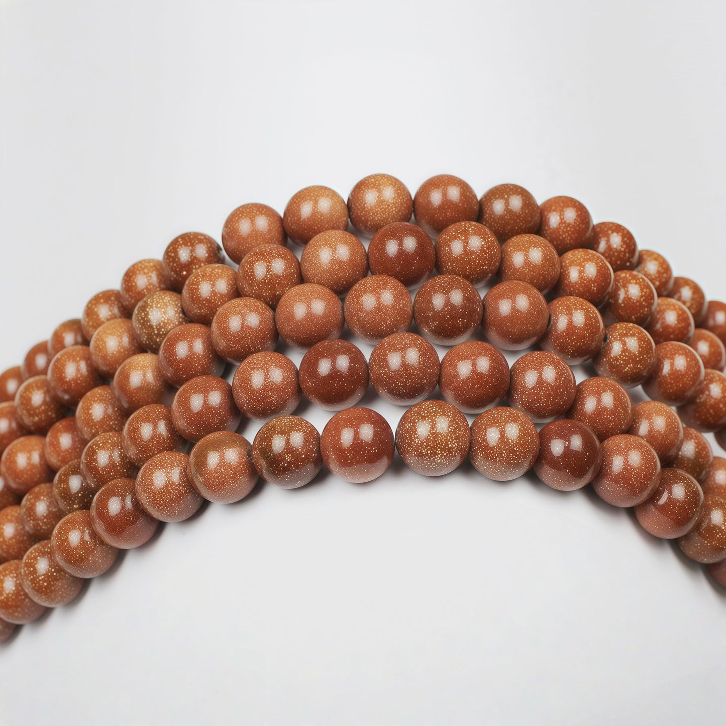 MJDCB AAA Natural Gold Sand Gemstone Loose Round Beads Spacer Beads for Jewelry Making (8mm)