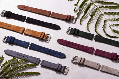 Benchmark Basics Black 18mm Suede Watch Strap - Vintage Leather Watch Band for Men & Women - Compatible with Regular & Smart Watches