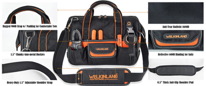 WELKINLAND 13-Inch Small Tool Carrier, Electrician's Organizer, HVAC Tech's Bag, Men's Drill Bag