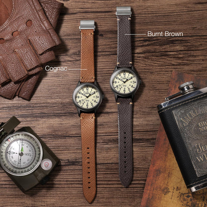 Getalia Italian Leather Watch Band | Tuscany Vegetable-Tanned Full Grain Calfskin Palm Grain Strap for Men Women | Quick Release | Folding Clasp | 18mm 19mm 20mm 21mm 22mm Soft (Cognac：Width-20mm)