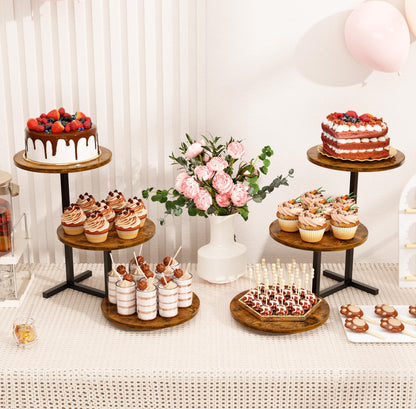 Emfogo 3 Tier Cupcake Tower Stand for 24 Cupcakes, Wooden Tiered Tray Stands, Display Cup Cake Dessert Tower for Party Afternoon Tea, Food Holder Stand for Baby Shower Wedding Birthday (1 Pack)