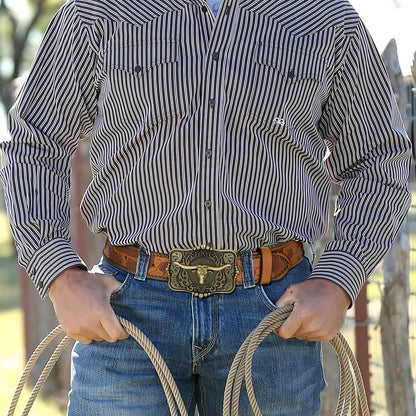SUOSDEY Women Western Leather Belt, Cowboy Cowgirl Belt for Jeans Pants Longhorn Bull Big Buckle Belt brown