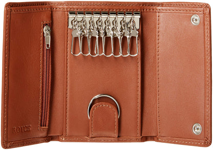 Royce Leather Trifold Key Case Organizer Wallet In Genuine Leather Tri-Fold Wallet, Tan