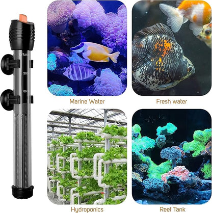 Orlushy Submersible Aquarium Heater, Adjustable Fish Tahk Heater with Free Thermometer Suitable for Marine Saltwater and Freshwater