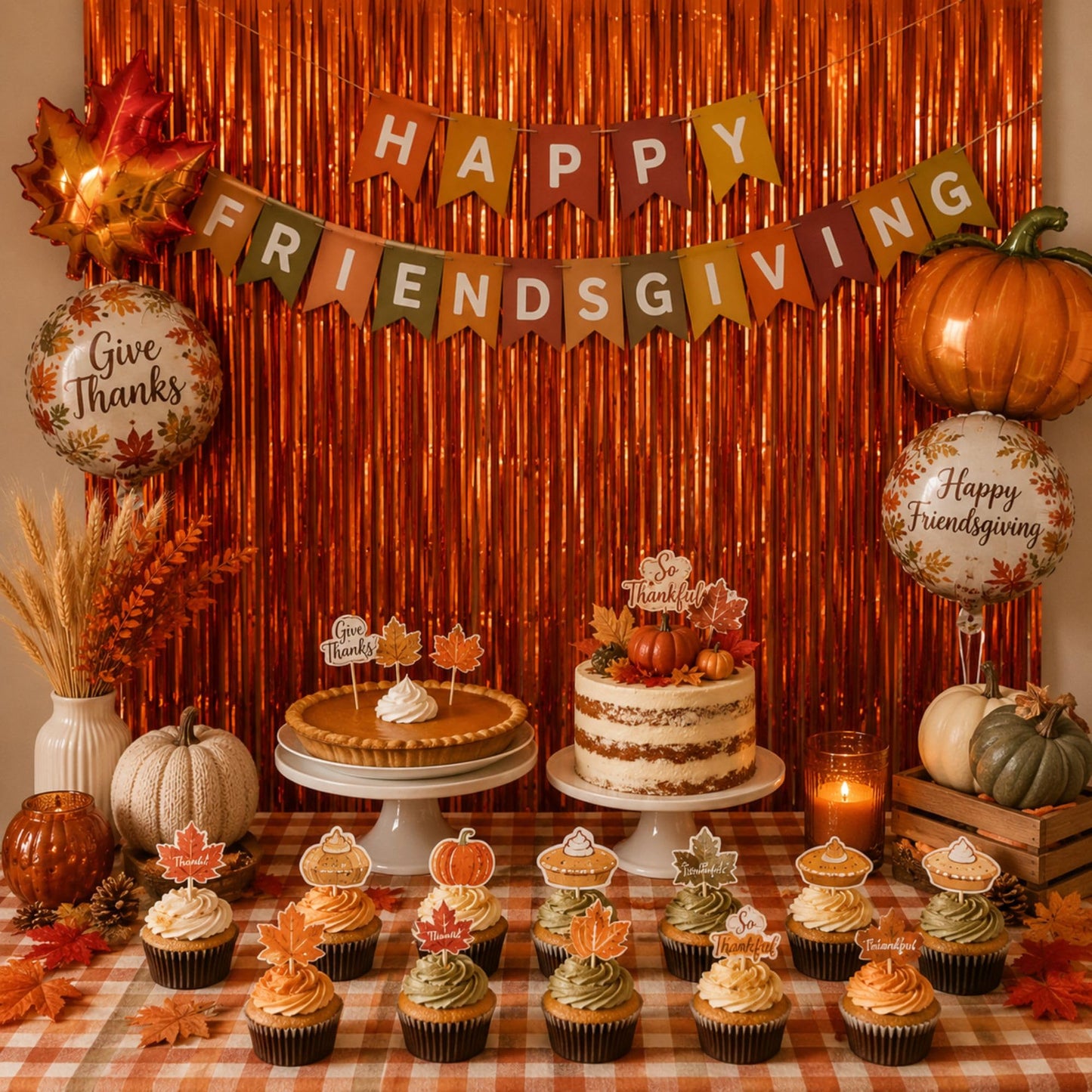 Vagilelf Matte Orange Fringe Backdrop 4 Pack, Orange Streamers for Party Friendsgiving Fall Thanksgiving Halloween Decorations, Photo Booth Curtain, 3.3 x 6.6 ft