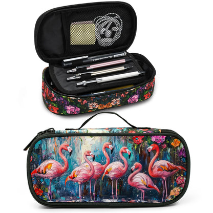Droerfes Flamingos Pencil Case Pencil Pouch Large Capacity Pen Bag School Office Organizer Stationery Storage Box For Girls Boys Teen Kids