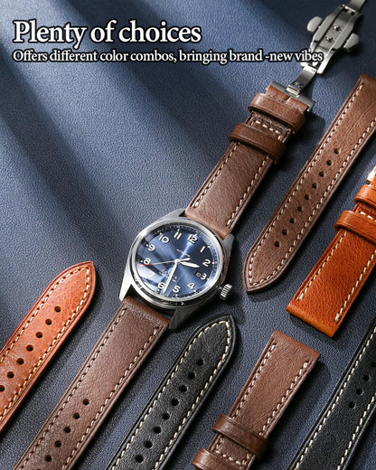 REZERO Leather Watch Straps, Italian Top Grain Leather Watch Band Replacements, Vegetable-Tanned Watch Bracelets for Men, Women 18/19/20/21/22/23/24/26mm
