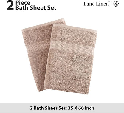 LANE LINEN 100% Natural Cotton Bath Sheets 2 Pack