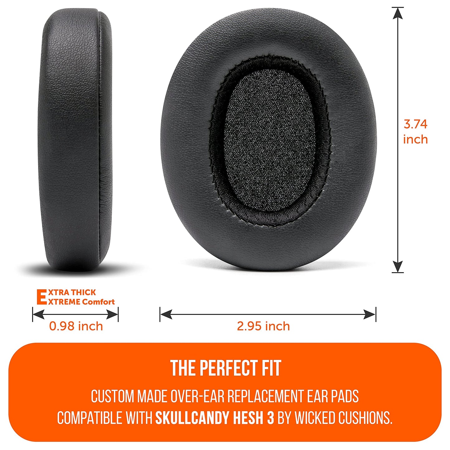 WC PadZ Crusher Evo - Upgraded Earpads for Skullcandy Crusher Evo, Crusher Wireless, Hesh ANC & More, Made by Wicked Cushions | Enhanced Comfort & Sound Isolation | Black