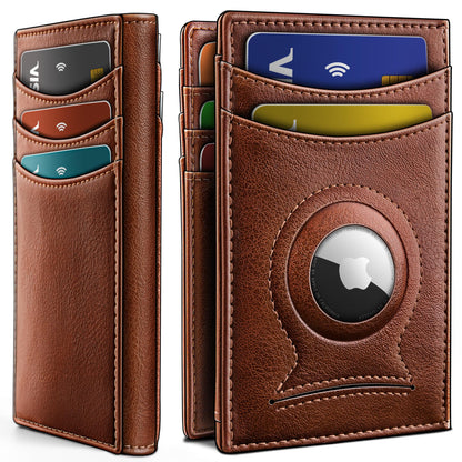 BULLIANT Men Airtag Wallet,Slim Wallet Money Clip Card Holder Magnetic Closure 12 Cards in Front Pocket RFID Blocking