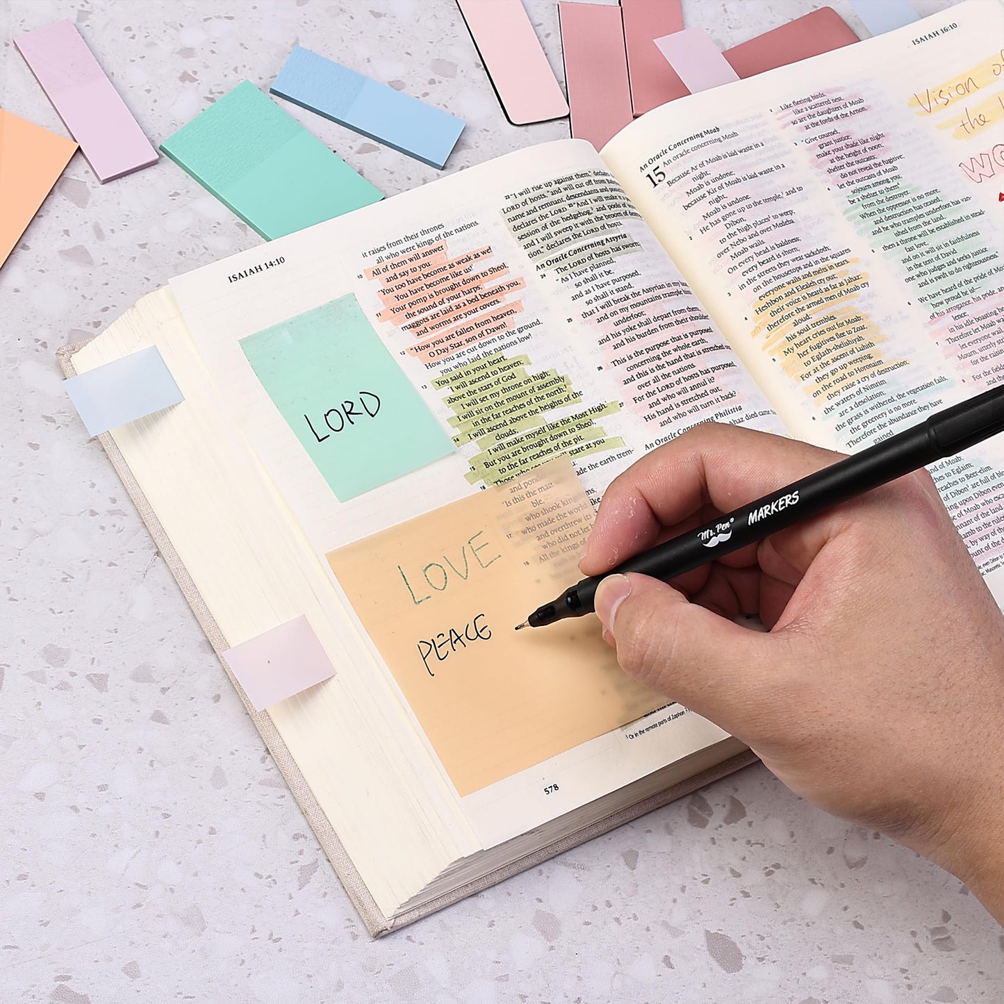 Mr. Pen- Bible Journaling Kit for Women, Bible Highlighters and Pens No Bleed, Pencil Case, Fineliner, Prayer Cards, Tabs, Magnetic Bookmarks, Transparent Sticky Notes, Christian Devotional Gifts