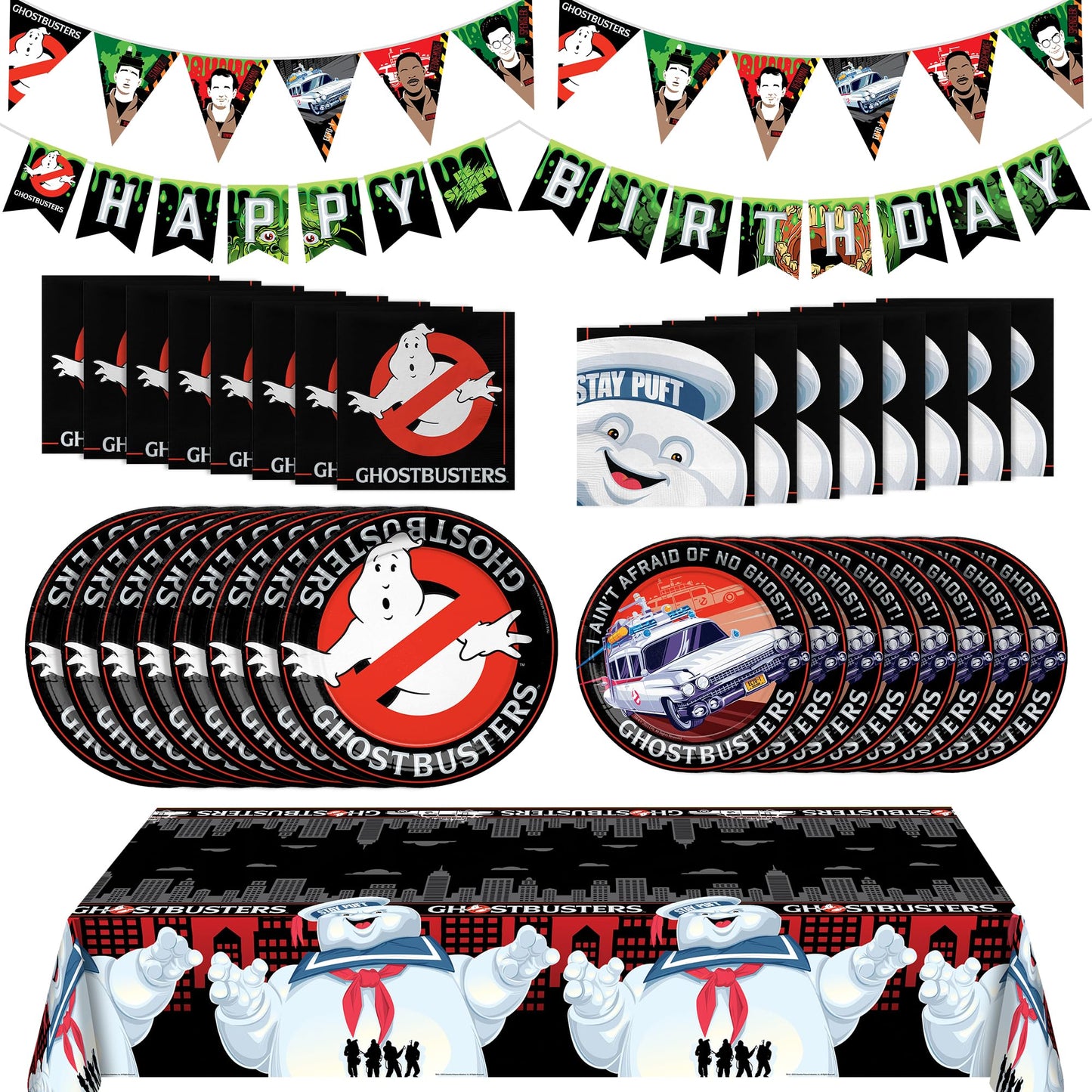 Treasures Gifted Officially Licensed Ghostbusters Party Decorations Serves 16 Guests - Complete Set Ghostbusters Birthday Decorations - Ghostbusters Party Supplies, Ghostbusters Plates & More