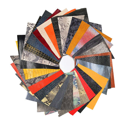Mardili Printed and Embossed Upholstery Leather Scraps,1.5-1.8LBs Large Pieces,Square(10" *10") and Irrgular Size