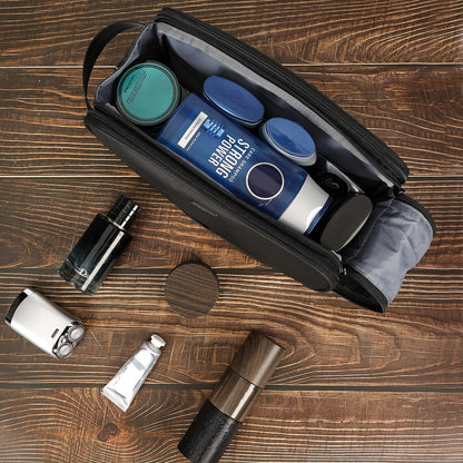 ZEEMO Travel Toiletry Bag for Men, Medium Water-Resistant Double-Sided Full-Open Dopp Kit, Versatile Organizer for Shower and Hygiene Accessories, Bathroom Essentials, Cosmetics, Large, Black