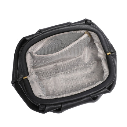 YUWITA Soft PU Leather Clutch Purses for Women Formal Elegant Luxurious Evening Bag (Black)