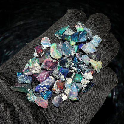 GEMKORA 10pcs Raw Black Opal Gemstone and Crystals, Wholesale Gemstone Lot, Rough Crystals, Rock Stones, Jewelry Making Supplies, DIY & Crafts, AA+ Grade, 6-10mm