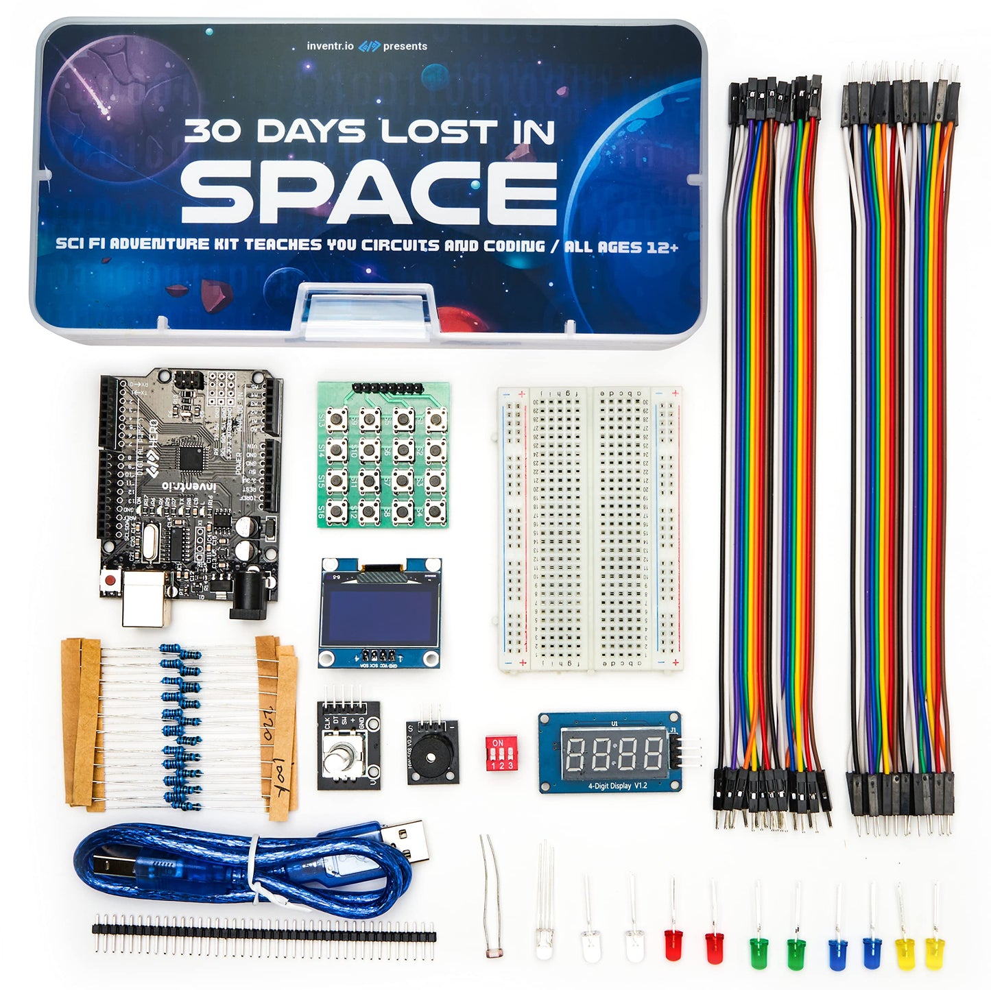 inventr.io Adventure Kit: 30 Days Lost in Space | Premium STEM Coding Course for Adults & Teens | Robotics & Engineering Projects with Expert Teachers | Arduino IDE Compatible Kit
