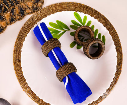 CLEENTABLE Decorative Jute Napkin Ring, Cane Napkin Rings Set of 12 - Hand Woven Napkin Holders for Farmhouse, Rustic, Holiday, Wedding, Easter, Thanksgiving, Xmas, Boho & Fall Table Décor (Walnut)