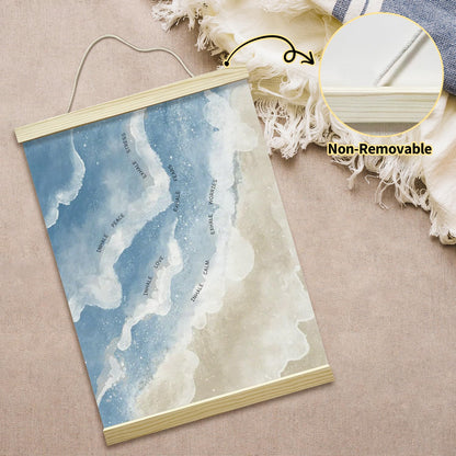 Inhale Exhale Mental Health Poster Hanger Frame, Waves in The Sea Posters Canvas Wall Art for Therapy Counseling Office Classroom Decor, 12x16 Inches -042