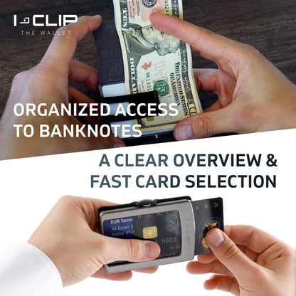 I-CLIP, Premium Men's Leather Wallet, Versatile Changeable Money clip, Secure Card Holder, Compact Men's Wallet Minimalist, Sleek Slim Design, Perfect Money Clip Wallet for Men - Black
