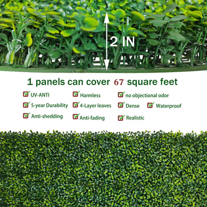 ODTORY Artificial Boxwood Roll Panels: 80 X 120 in(67 sqft) UV-Anti Fake Ivy Privacy Fence Wall Screen for Indoor Outdoor Green Grass Wall Decor & Hedge Fence Covering Privacy