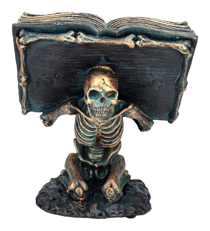 Pacific Giftware Spell Book Skeleton Podium Gothic Horror Home Decor Accent 6.75” Tall