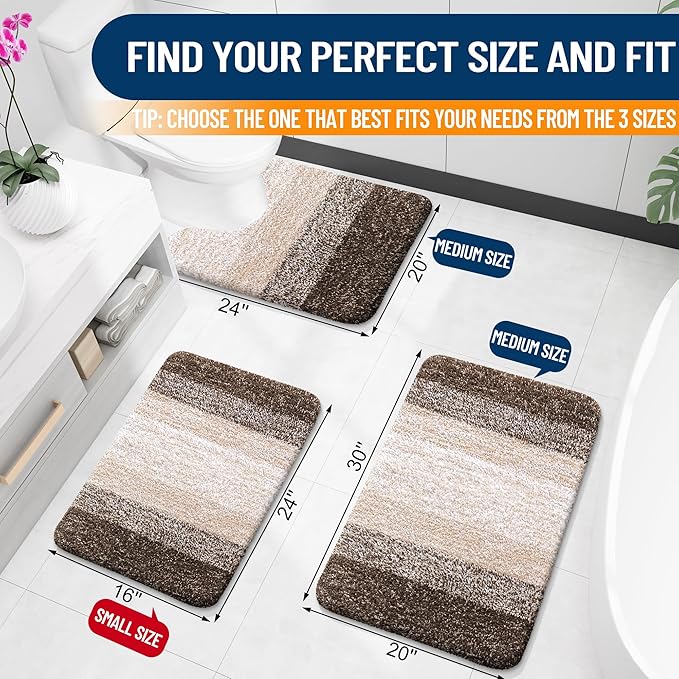 OLANLY Large Bathroom Rugs Mat 50x30, Extra Soft Absorbent Microfiber Bath Rugs, Rubber Backing, Quick Dry, Washable Bath Mats for Bathroom Floor, Tub and Shower, Home Decor Accessories, Light Brown