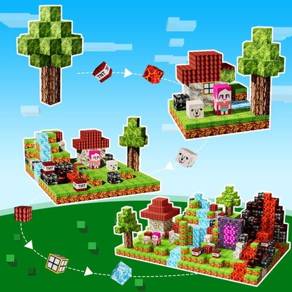 Petenjoy Magnetic Blocks Minecraft-Style Magnetic Building Blocks Cubes - 126PCS 1 inch Magnet Toys Set STEM Educational for Kids Ages 4-8 6-8 8-12 Year Old Boys Girls Birthday Christmas