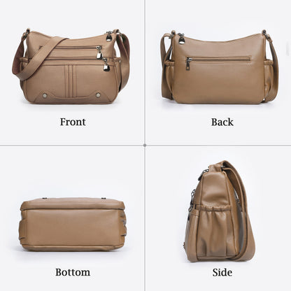 Women Soft PU Leather Shoulder Handbag Multi Pocket Crossbody Bag Ladies Medium Roomy Purses Fashion Tote Top Handle Satchel