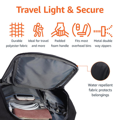 Amazon Basics Travel Laptop Backpack for 15.6 inch Laptop, Black