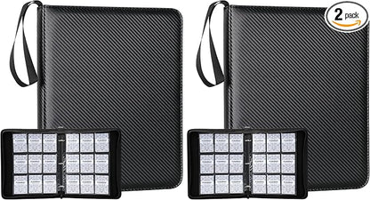 Card Binder – 720 Capacity, Zippered Trading Card Holder for MTG, Sports & Collectible Cards – Acid-Free, Durable & Travel-Friendly Storage (Black, 9 Pocket) (Pack of 2)