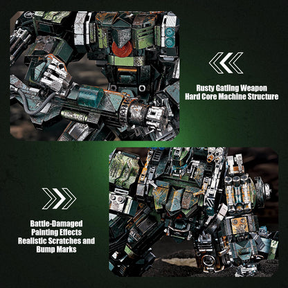 HIGH GODO Mech Building Blocks Set for Adults, Motorized Robot Model Building Kit with Multiple Weapons, Battle Damage Style Warrior Collectible Gifts for Man Ages 14+ (1403 Pieces)