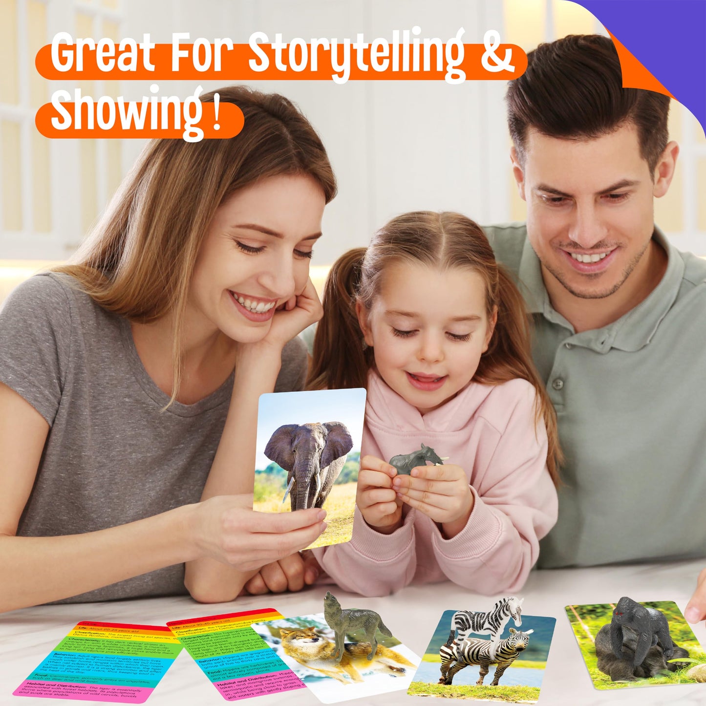 24PCS Animal Figurines with 24 Introducing Flashcards, Wild & Marine Animal Figures Safari and Underwater Creature Learning Montessori Toys Science Educational Matching Game for Homeschool, Kids