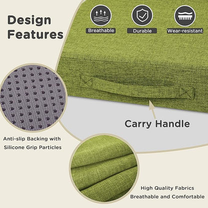 AddGrace Recliner Cushions for Elderly Thick Seat Cushion 20"x20"x4" Chair Pads with Non Slip Backing and Washable Cover for Couch Armchair Chairs Green