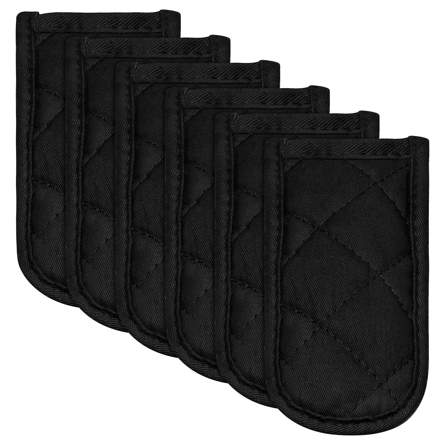 R HORSE 6Pcs Hot Handle Covers Black Heat Resistant Pot Sleeve Grip Cotton Cast Iron Skillet Handle Holder Non-Slip Machine Washable Sleeves Mitts for Kitchen Baking Cooking BBQ Cookwares