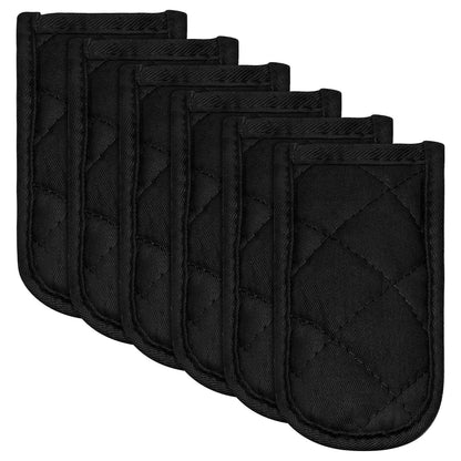 R HORSE 6Pcs Hot Handle Covers Black Heat Resistant Pot Sleeve Grip Cotton Cast Iron Skillet Handle Holder Non-Slip Machine Washable Sleeves Mitts for Kitchen Baking Cooking BBQ Cookwares