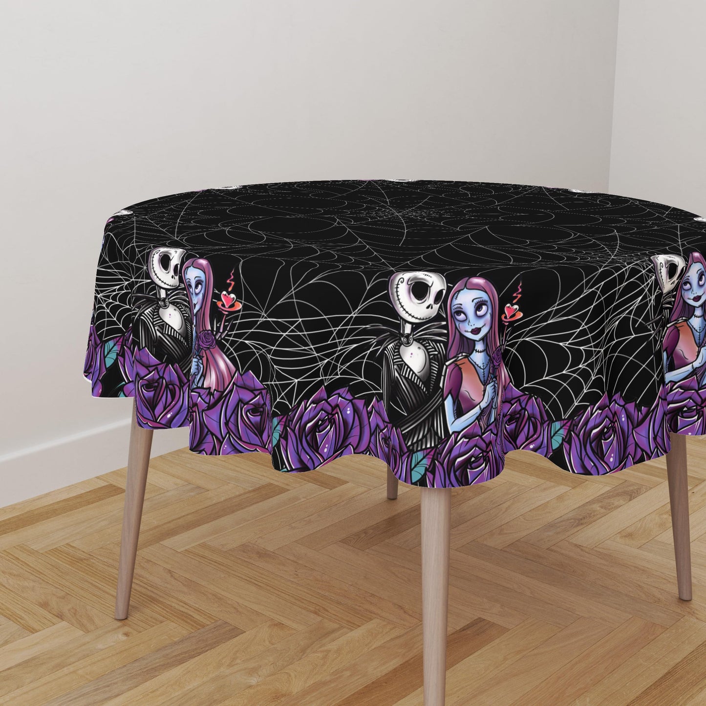 Yarcooly Halloween Tablecloth Round Table Cover Gothic Decor Waterproof Halloween Decorations for Home Party