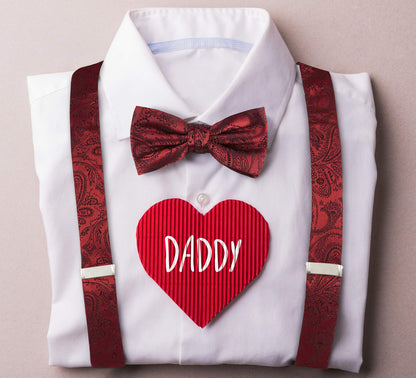 TIE G Paisley Suspender, Bow Tie, Pocket Square Set for Men's Tuxedo Suspenders : Adjustable Braces, Strong Enhanced 6 Clips (A Wine Paisley)