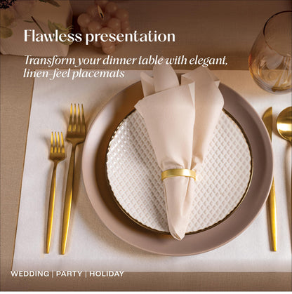 Disposable Champagne Paper Placemats for Dining Table - 100-Pack 18" x 12" Cloth-Like Rectangle Paper Placemats for Baby, Kids, Party Or Weddings.