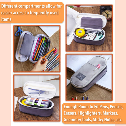 Mr. Pen- Pencil Case Large, Fabric Pencil Pouch Large, Grey, Pen Bag, School Supplies, Pencil Pouch Cute (Pack of 2)