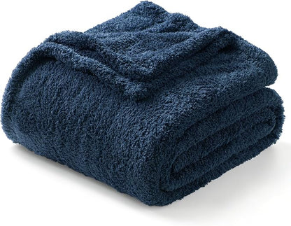 Exclusivo Mezcla Fleece Bed Blankets Queen Size, Ultra Soft, Lightweight and Fuzzy Navy Blue Blanket for Women, Home Decor, 90x90 Inches