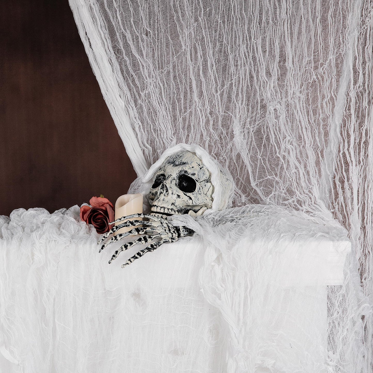 Watayo 315 x 85 Inch Halloween Creepy Cloth, White Halloween Scary Spooky Cloth, Windows Doorways Cover Gauze for Holiday Party Haunted House Decorations