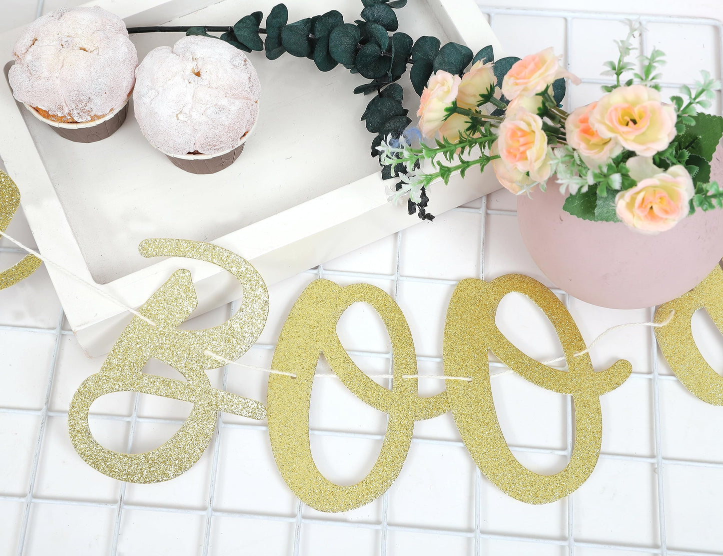 Happy Halloween Banner - Happy Boo Day Garland, Halloween Birthday Party, Halloween Party Decorations, Boo Birthday Banners, Gold Glitter Banner Sign Garland