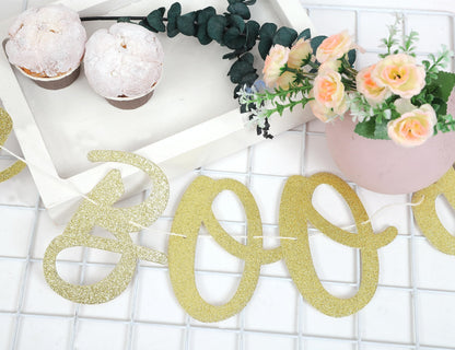 Happy Halloween Banner - Happy Boo Day Garland, Halloween Birthday Party, Halloween Party Decorations, Boo Birthday Banners, Gold Glitter Banner Sign Garland